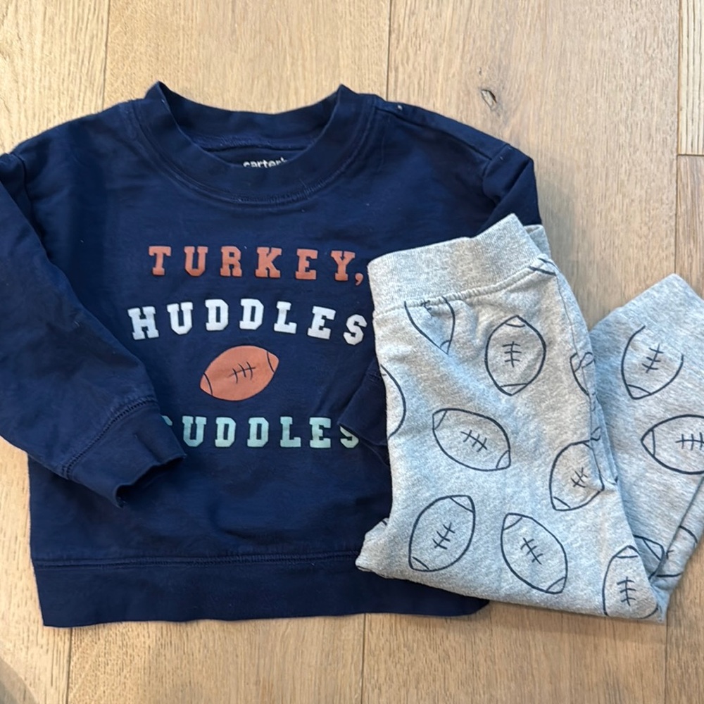 Carter’s Navy Sweatshirt and Gray Football Print Pants Set
